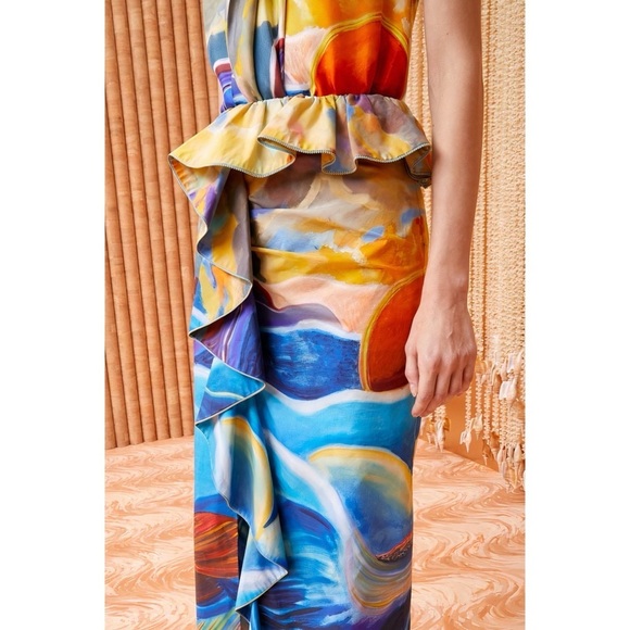 Ulla Johnson Midi Ruffle Printed Nora Cotton Skirt - Picture 4 of 7